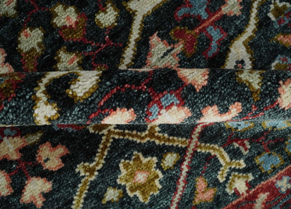 Black and Blue Hand Knotted Traditional Oushak Custom Made Wool Rug.