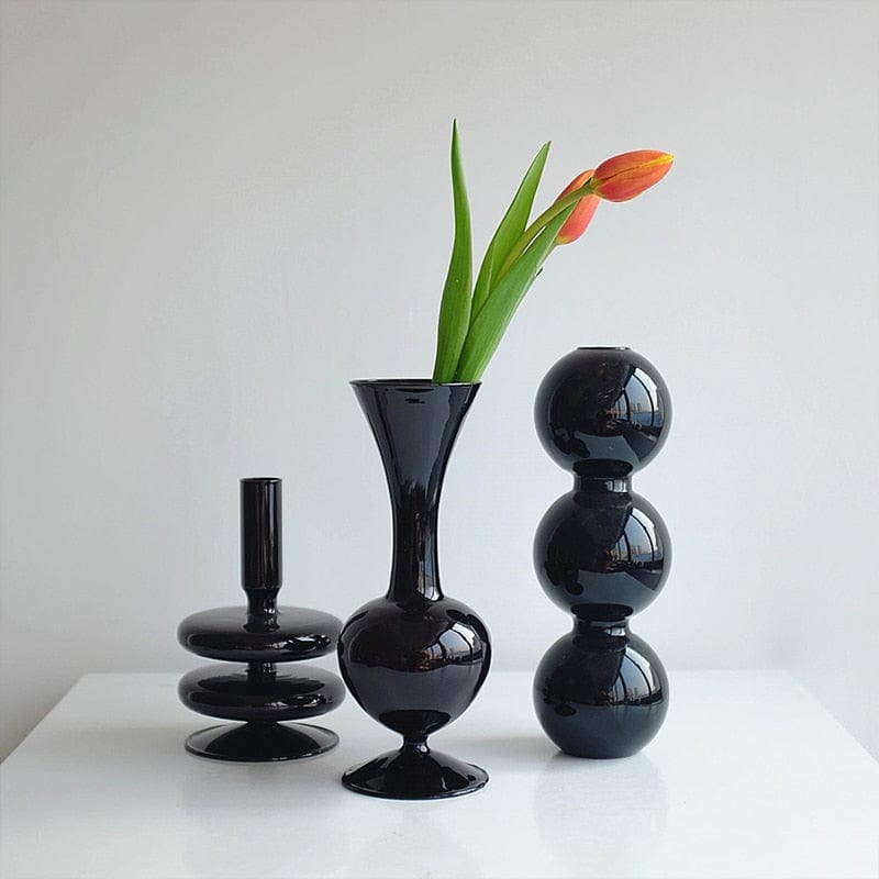 Kanyon Shop Black Sculptural Glass Vase