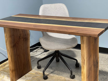 Black Walnut Resin River Desk