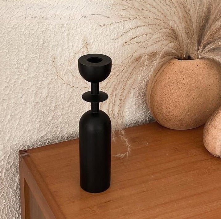 Kanyon Shop Style 3 Black Wooden Candlestick Holder