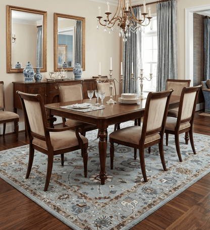 Blue and Brown Traditional Oriental Oushak Hand Tufted Custom Made wool Area Rug.