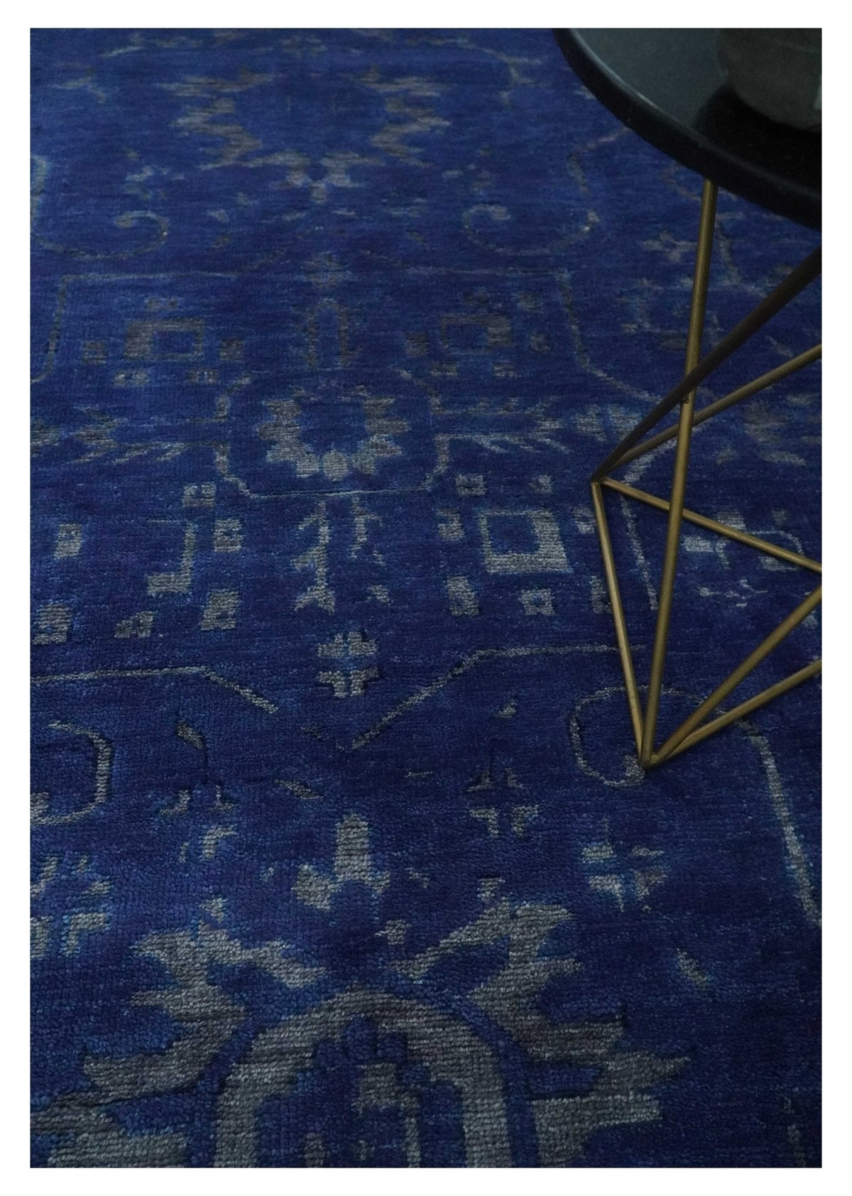 Blue and Gray Hand knotted Oriental Oushak Multi Size wool Area Rug.