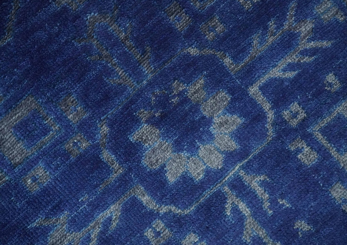 Blue and Gray Hand knotted Oriental Oushak Multi Size wool Area Rug.