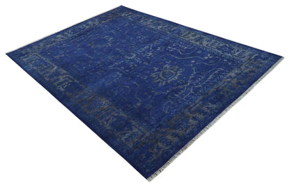 Blue and Gray Hand knotted Oriental Oushak Multi Size wool Area Rug.
