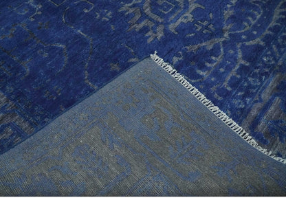 Blue and Gray Hand knotted Oriental Oushak Multi Size wool Area Rug.