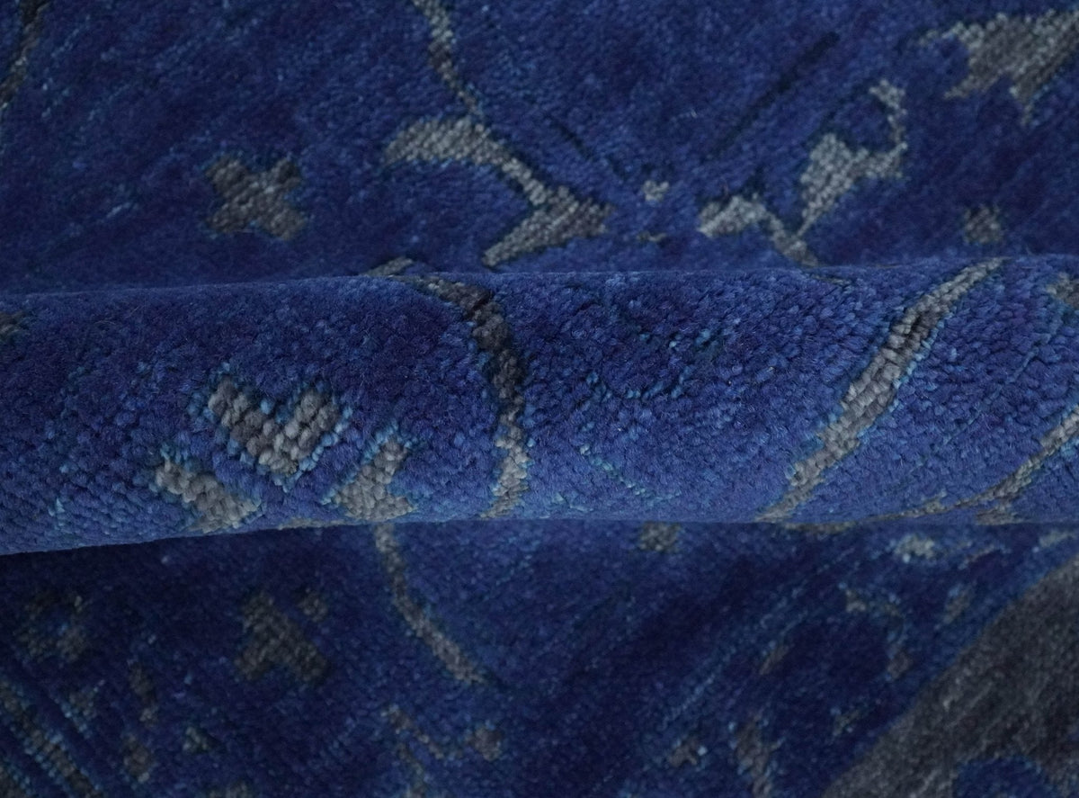 Blue and Gray Hand knotted Oriental Oushak Multi Size wool Area Rug.