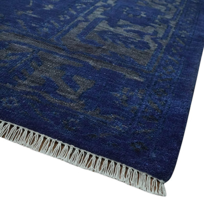 Blue and Gray Hand knotted Oriental Oushak Multi Size wool Area Rug.