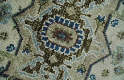 Antique look Blue, Ivory and Olive Traditional Heriz Medallion Multi Size wool Area Rug.