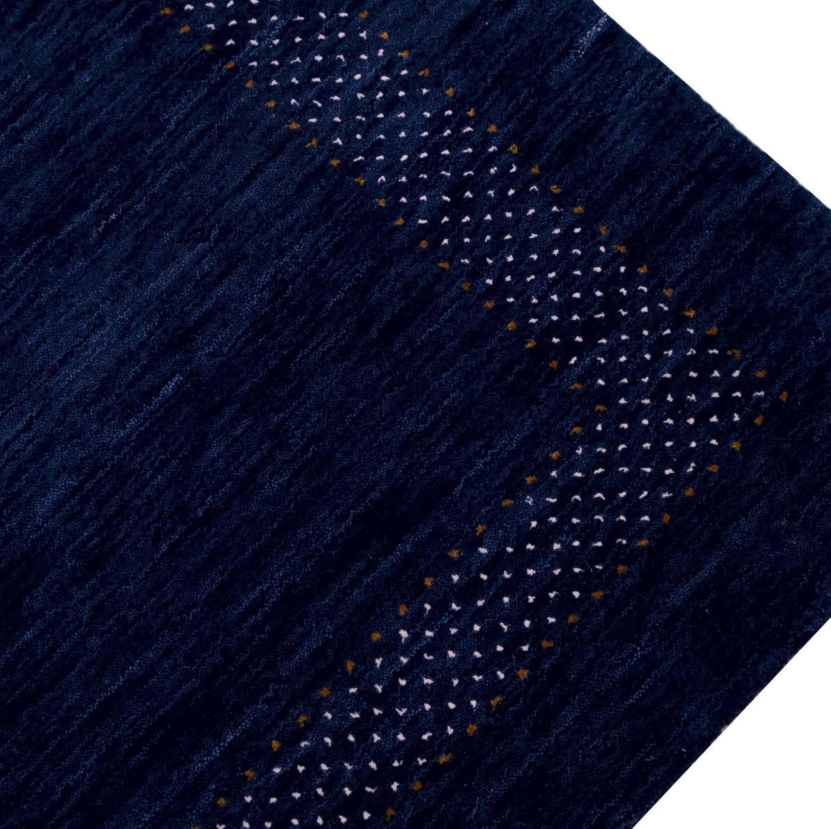 Blue And White Center Pattern Design Hand Loomed Wool Area Rug.