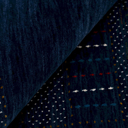 Blue And White Center Pattern Design Hand Loomed Wool Area Rug