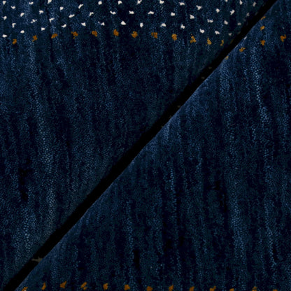 Blue And White Center Pattern Design Hand Loomed Wool Area Rug.