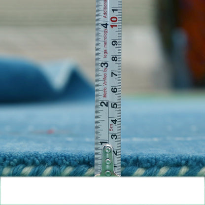 Blue And White Gabbeh Border Design Hand Loomed Wool Area Rug