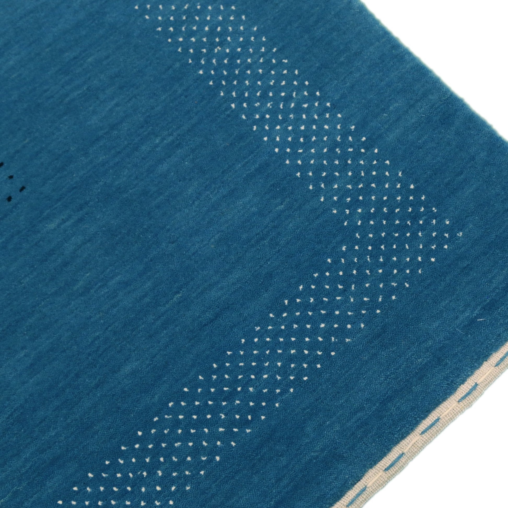 Blue And White Gabbeh Design Hand Loomed Wool Area Rug.