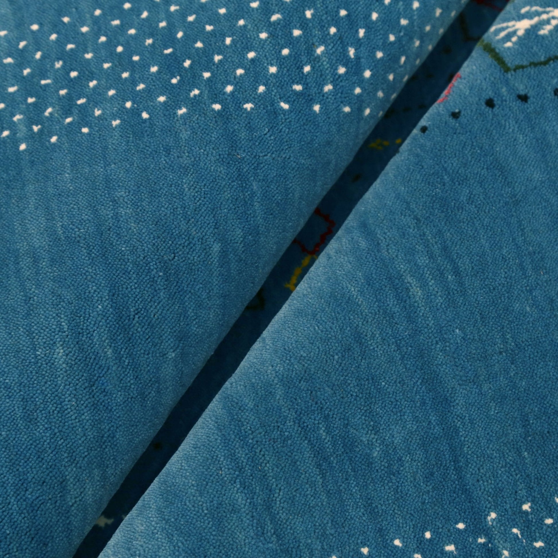 Blue And White Gabbeh Design Hand Loomed Wool Area Rug.