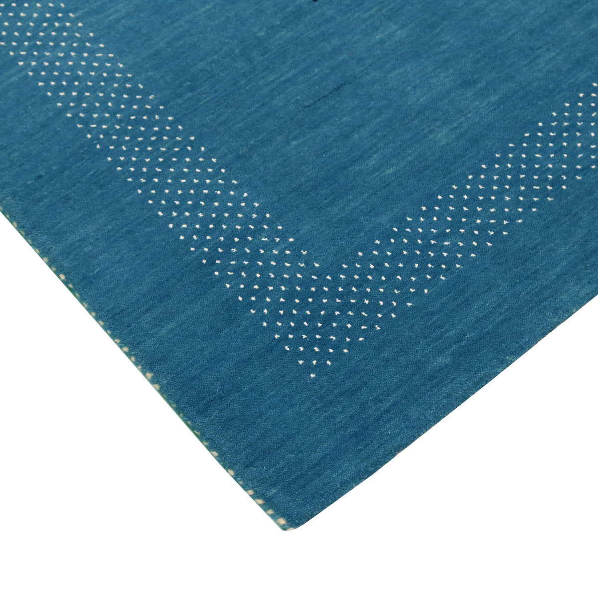 Blue And White Gabbeh Design Hand Loomed Wool Area Rug.