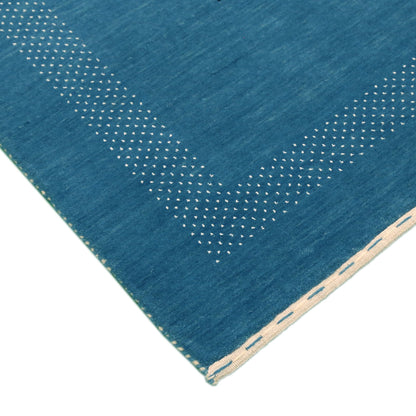 Blue And White Gabbeh Design Hand Loomed Wool Area Rug.