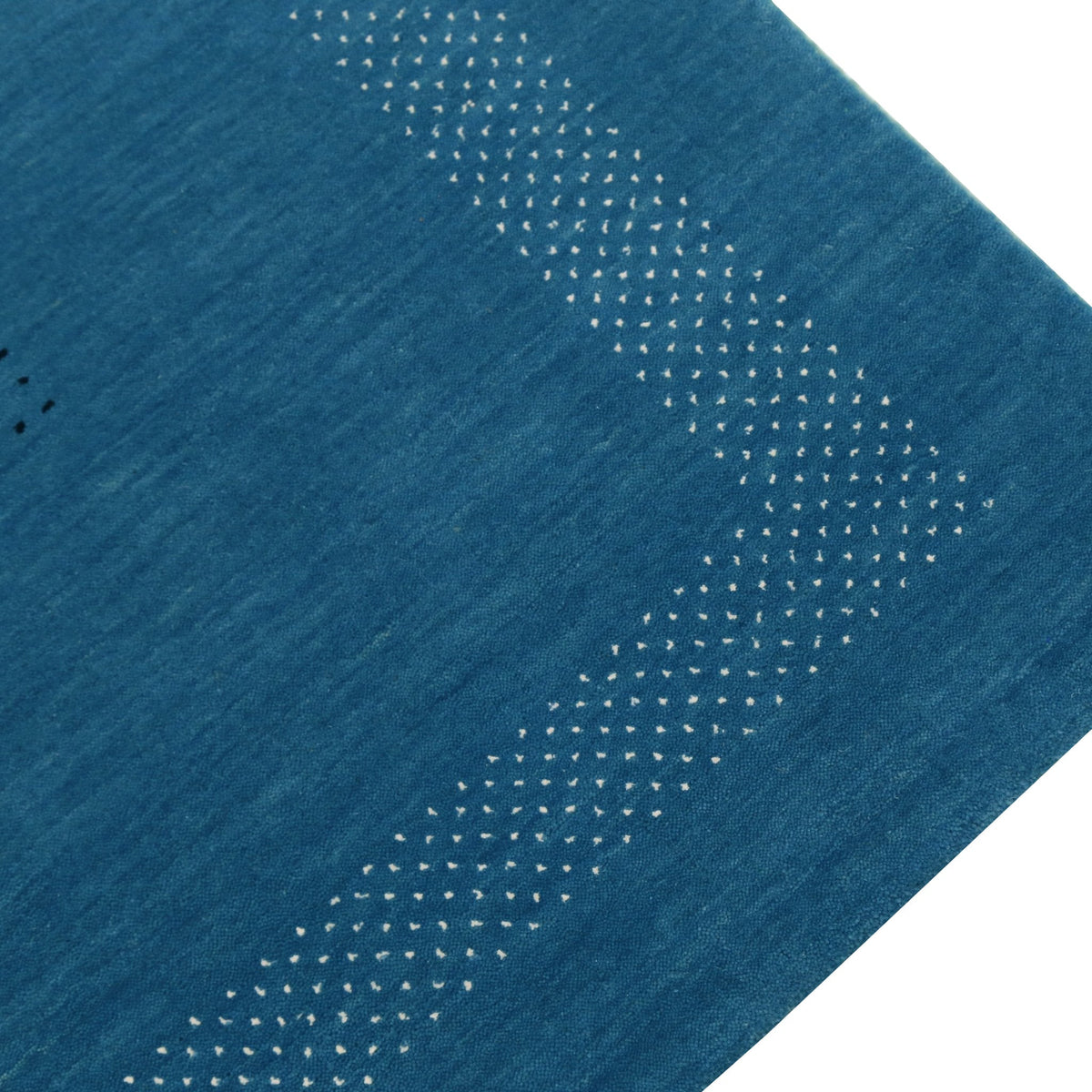 Blue And White Gabbeh Design Hand Loomed Wool Area Rug.