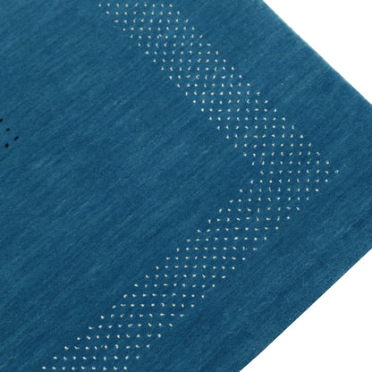 Blue And White Gabbeh Design Hand Loomed Wool Area Rug.
