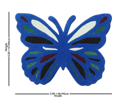 Blue Butterfly Hand Tufted 2x3 Wool Area Rug.
