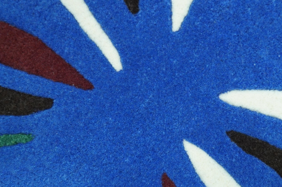 Blue Butterfly Hand Tufted 2x3 Wool Area Rug.