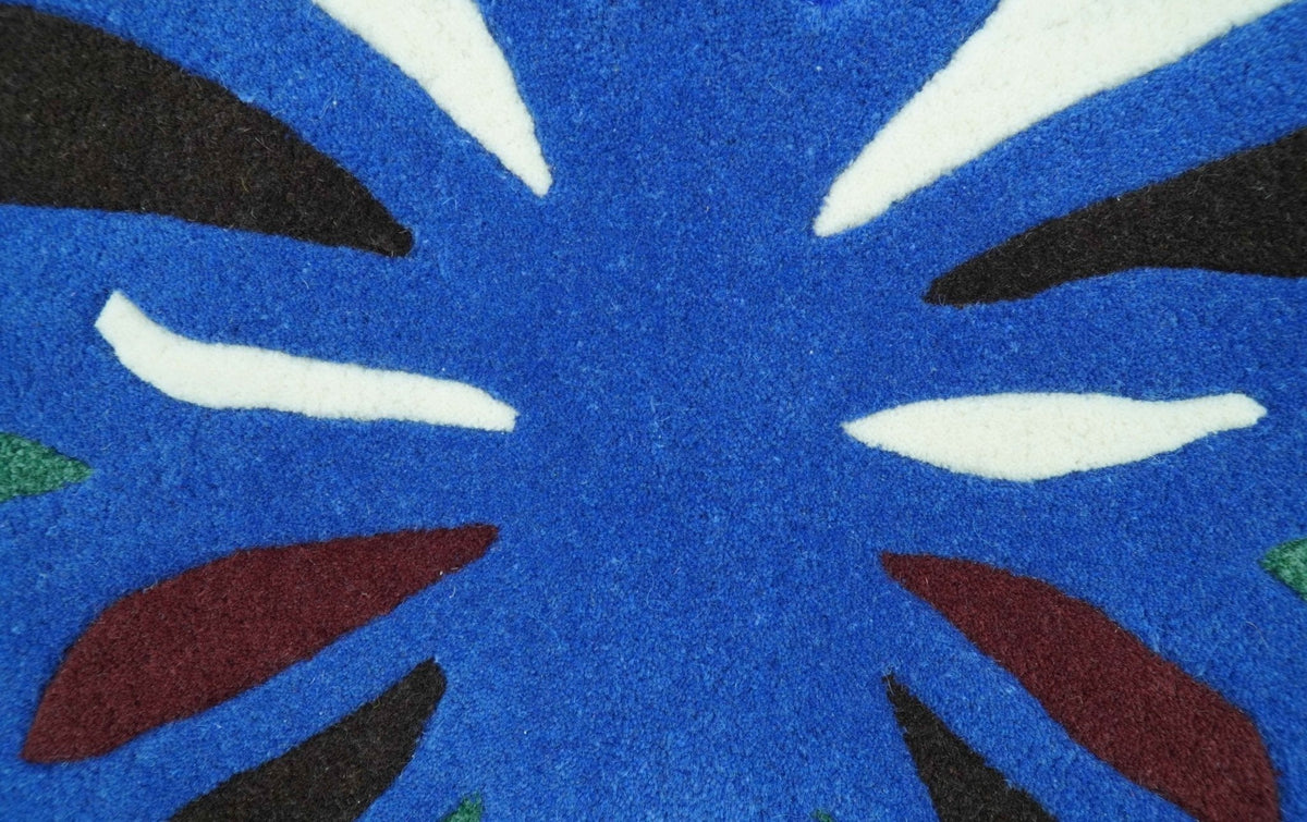 Blue Butterfly Hand Tufted 2x3 Wool Area Rug.