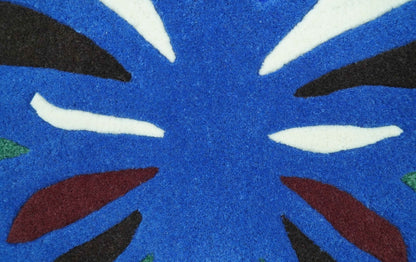 Blue Butterfly Hand Tufted 2x3 Wool Area Rug.