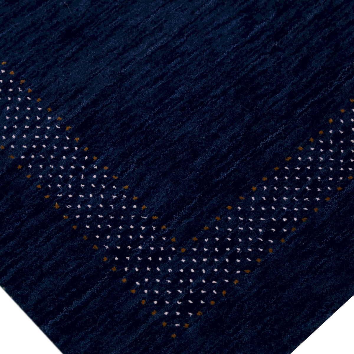 Blue Center Pattern Hand Loomed Wool Area Rug.