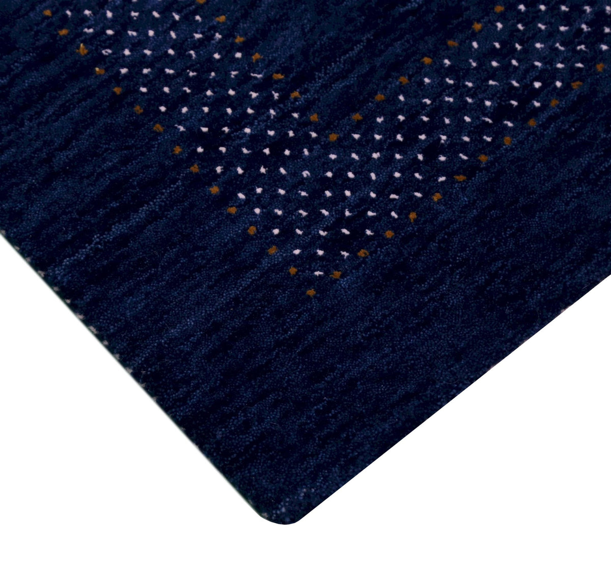 Blue Center Pattern Hand Loomed Wool Area Rug.