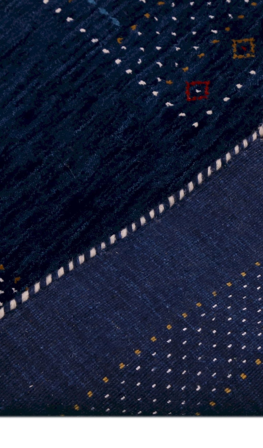 Blue Center Pattern Hand Loomed Wool Area Rug.