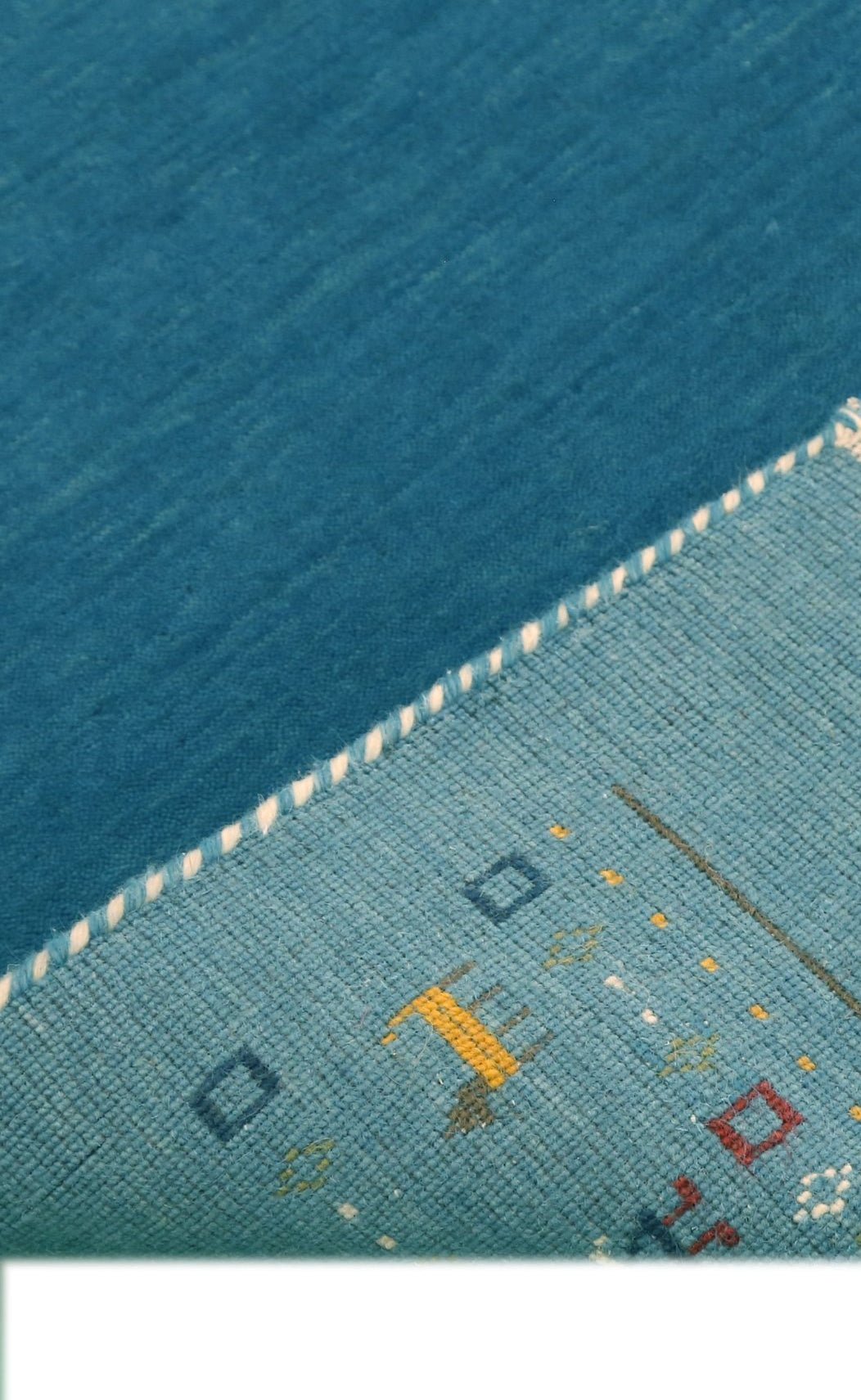 Blue Contemporary Design Hand Loomed Wool Area Rug.
