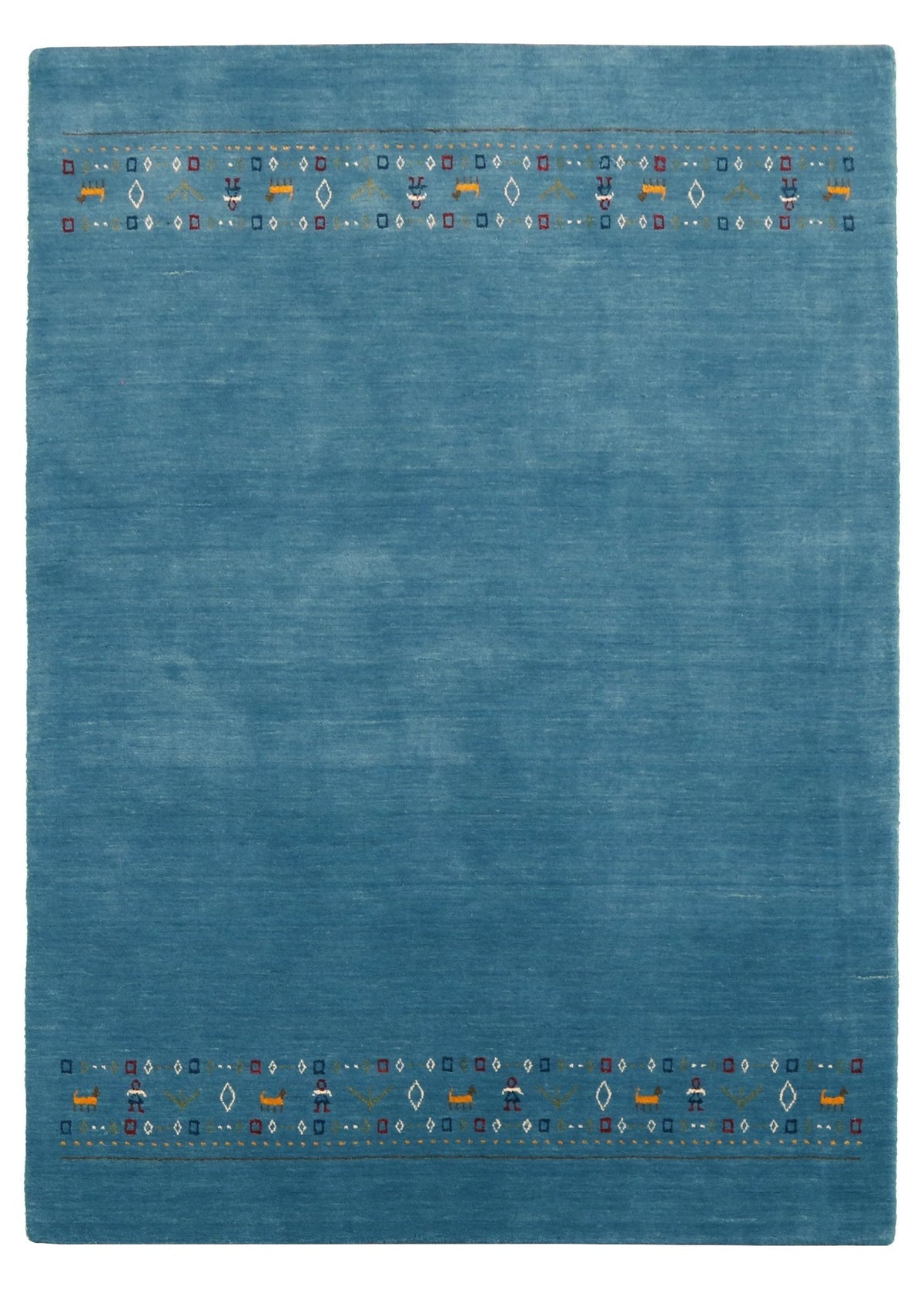 Blue Contemporary Design Hand Loomed Wool Area Rug.