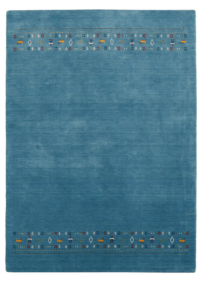 Blue Contemporary Design Hand Loomed Wool Area Rug.