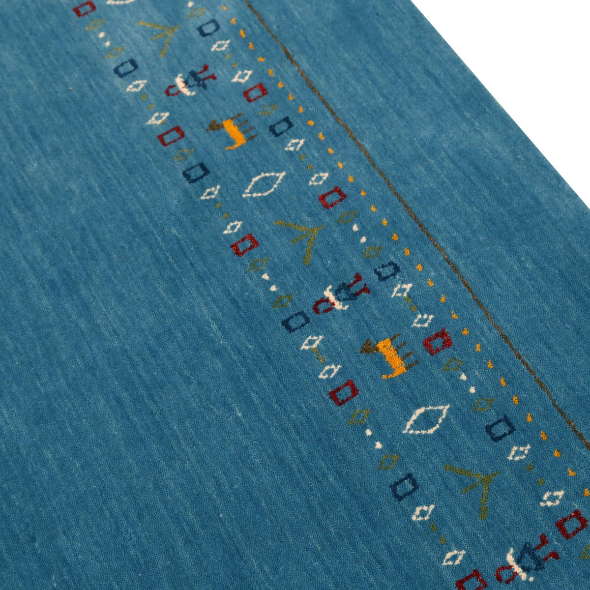 Blue Contemporary Design Hand Loomed Wool Area Rug.