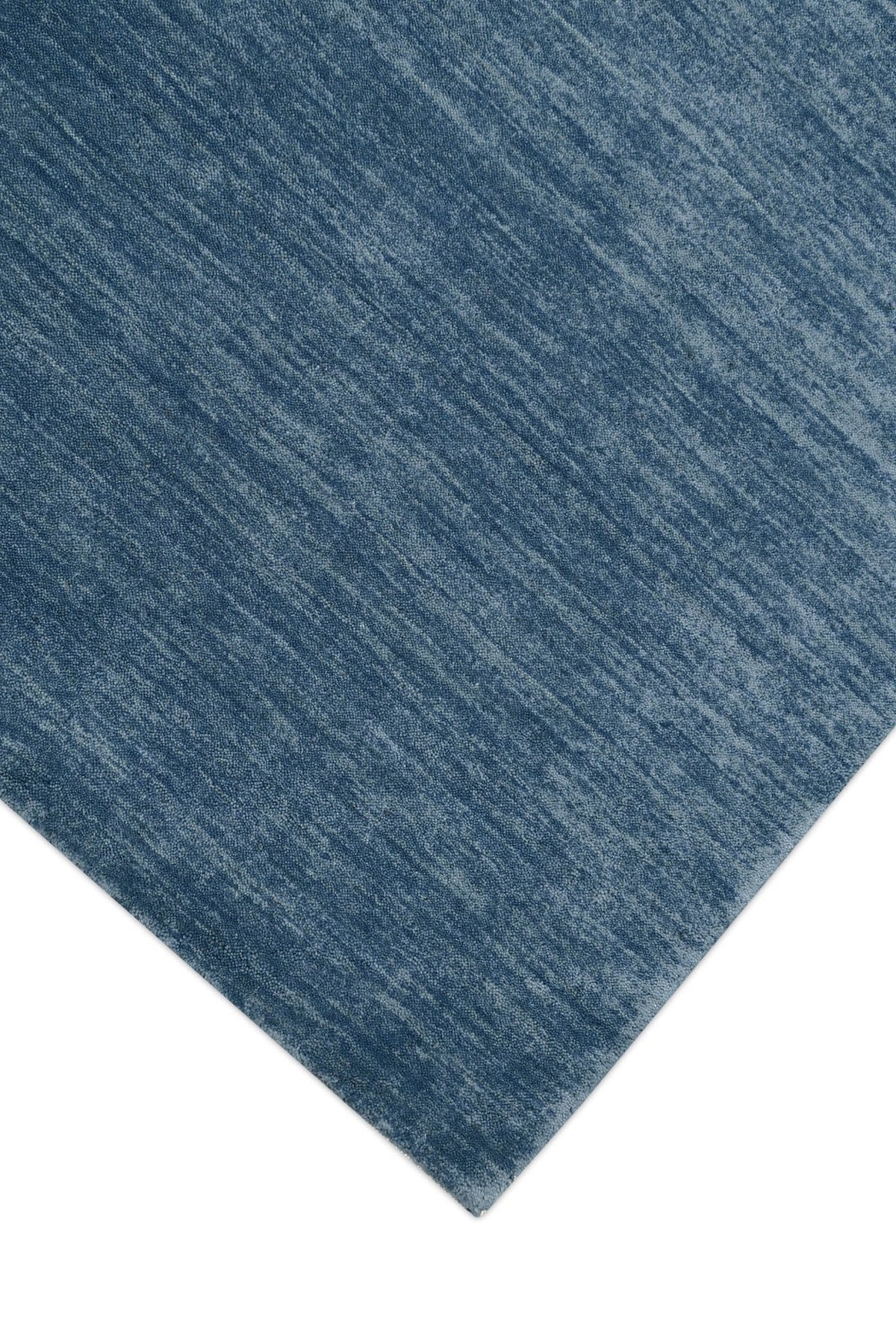 Blue Modern Solid Design Hand Loomed Wool Area Rug.