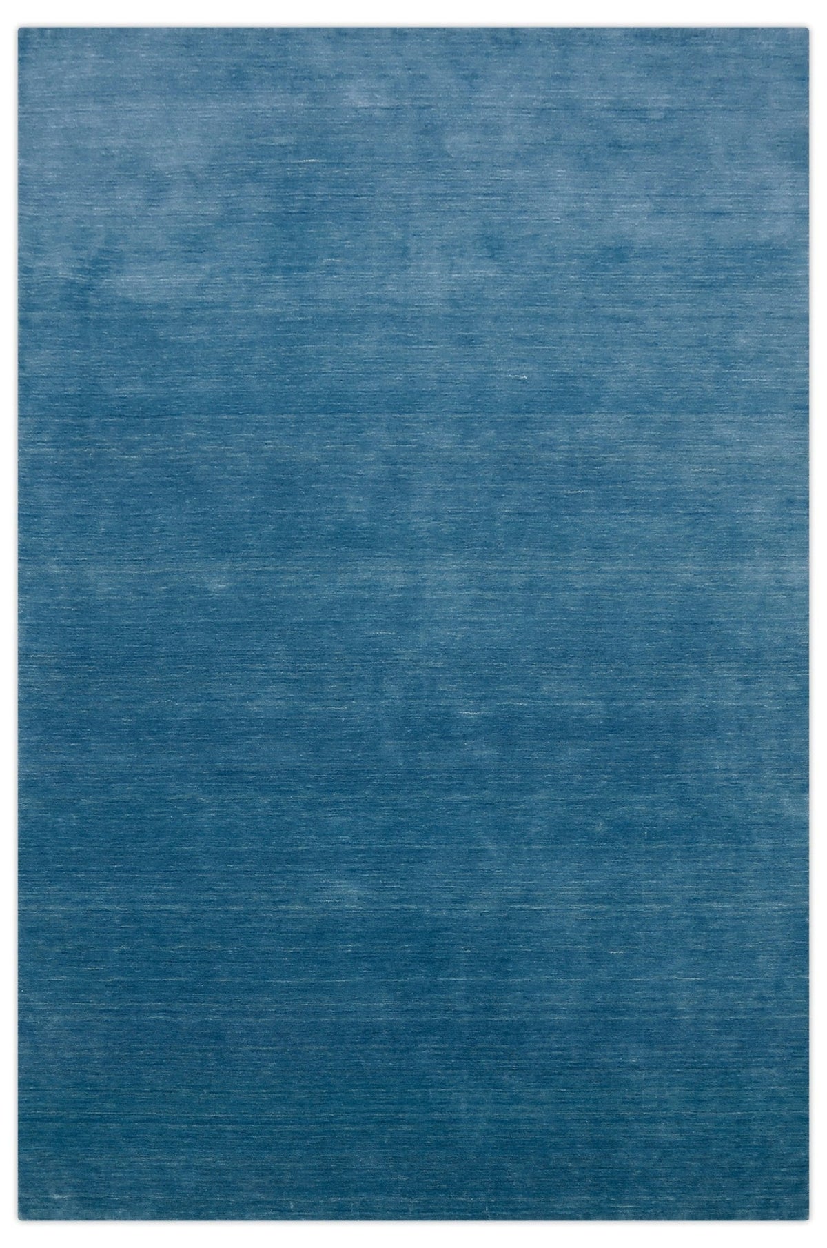 Blue Modern Solid Design Hand Loomed Wool Area Rug.