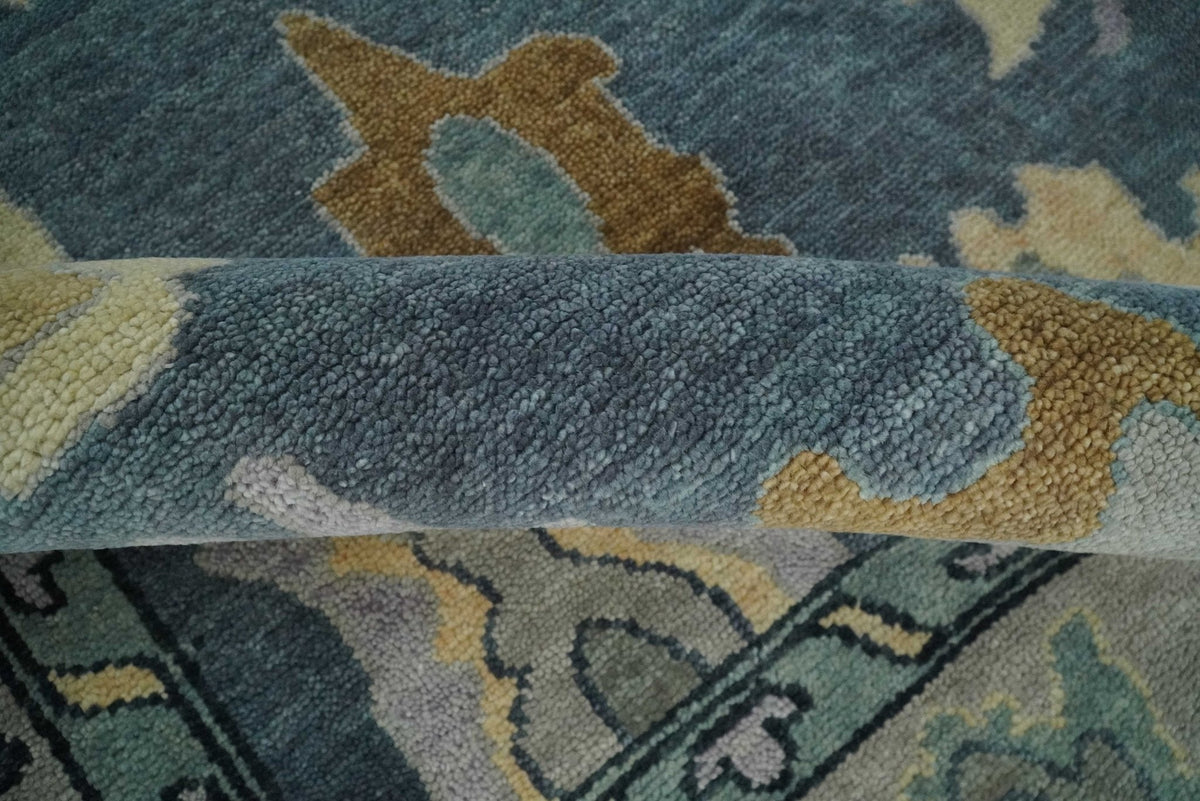 Blue, Silver and Beige Hand knotted Traditional Oushak Multi Size Wool Area Rug.
