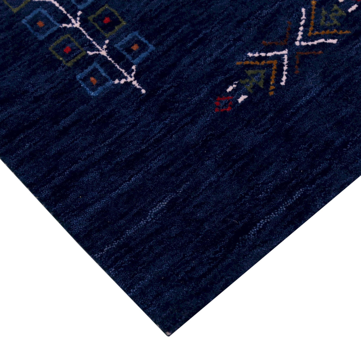 Blue Tribal Center Medallion Hand Loomed Wool Area Rug.