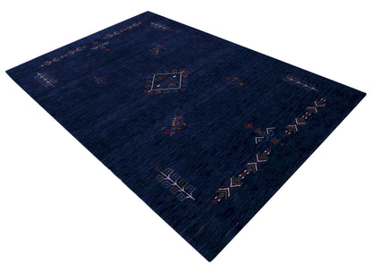 Blue Tribal Center Medallion Hand Loomed Wool Area Rug.