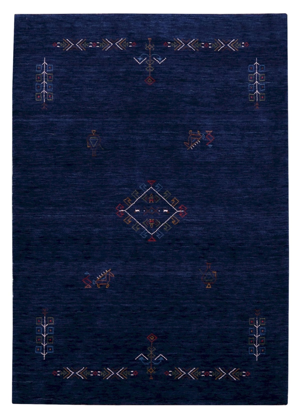 Blue Tribal Center Medallion Hand Loomed Wool Area Rug.