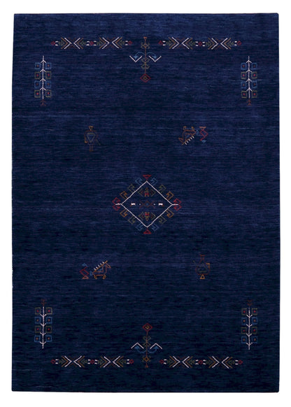 Blue Tribal Center Medallion Hand Loomed Wool Area Rug.