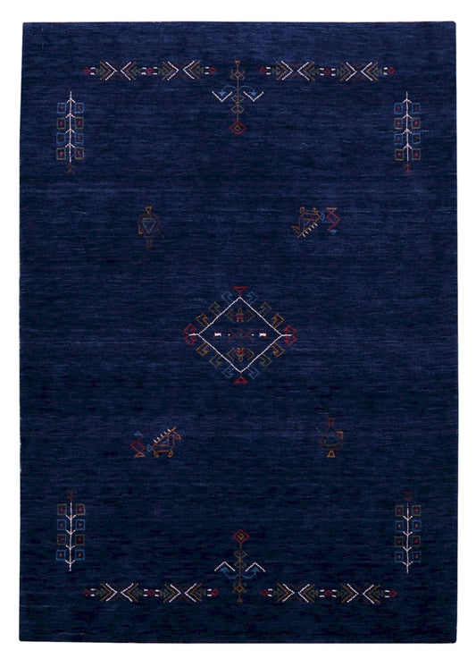 Blue Tribal Center Medallion Hand Loomed Wool Area Rug.