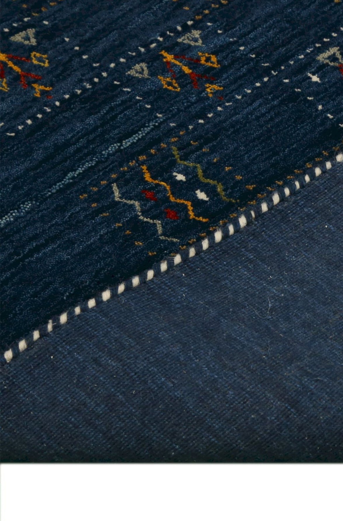 Blue Tribal Design Hand Loomed Wool Area Rug.
