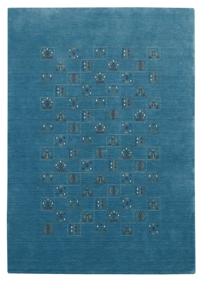 Blue Tribal Design Hand Loomed Wool Area Rug.