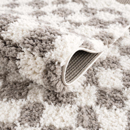Kieu Taupe Checkered Plush Rug