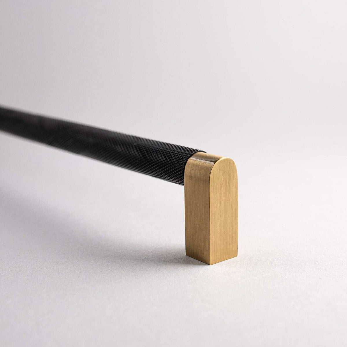 Bold, Solid Brass Black & Gold Knurled Cabinet Pulls.