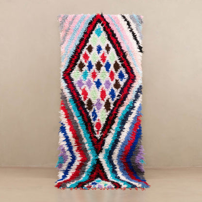 Mariam - vintage boucherouite rug 2.9x7.2 ft | 88x220 cm