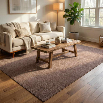Leanna Light Brown Washable Area Rug