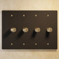 Residence Supply Night Black with Brass Brass Rotary Dimmer Switch (4-Gang)