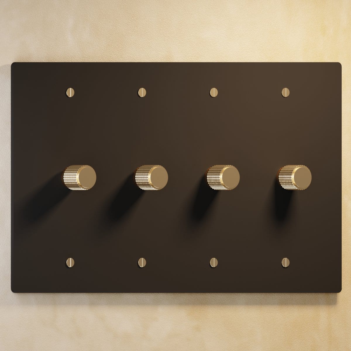 Residence Supply Night Black with Brass Brass Rotary Dimmer Switch (4-Gang)