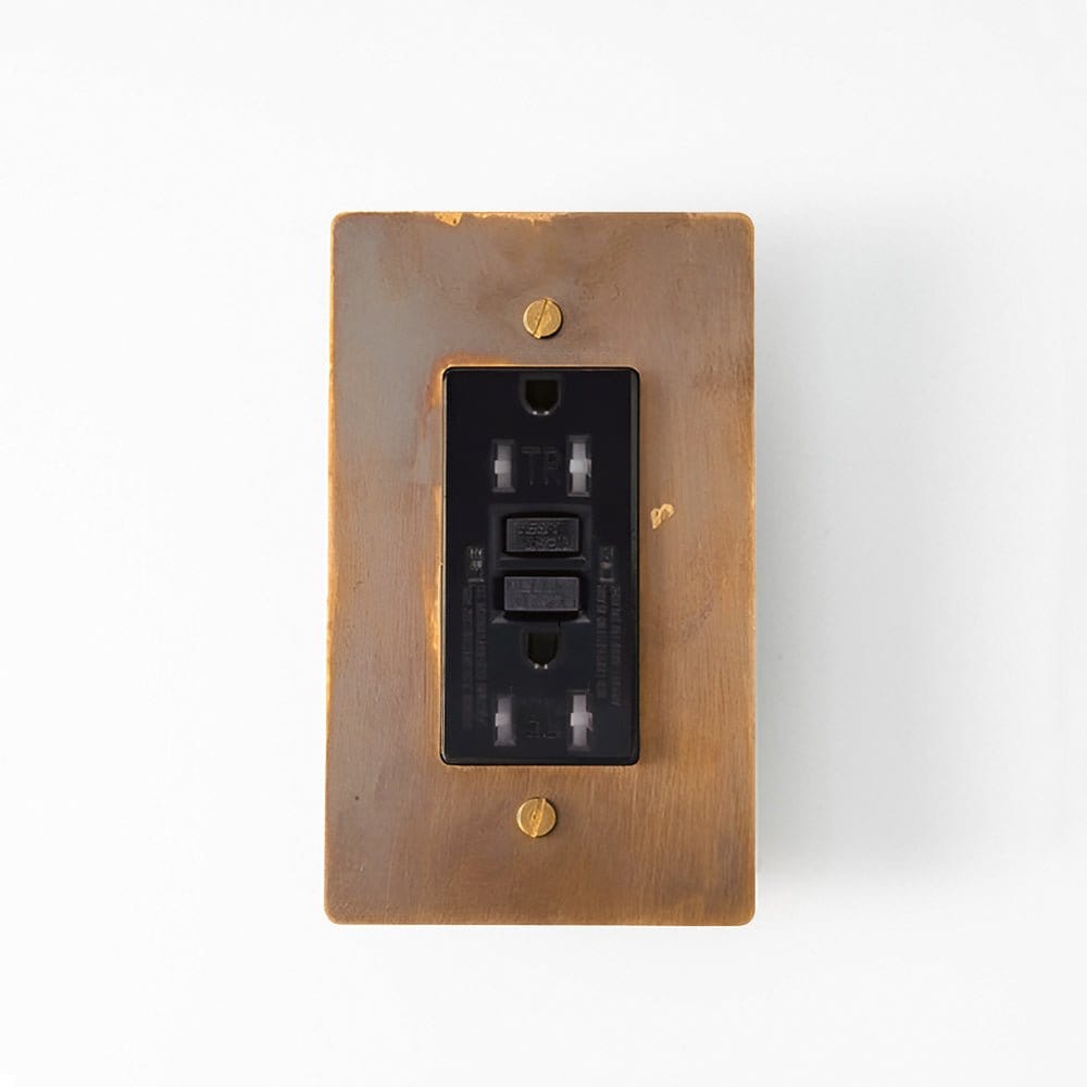 Residence Supply Vintage Brass with Patina / 15A GFCI Socket Brass US Outlet (1-Gang)